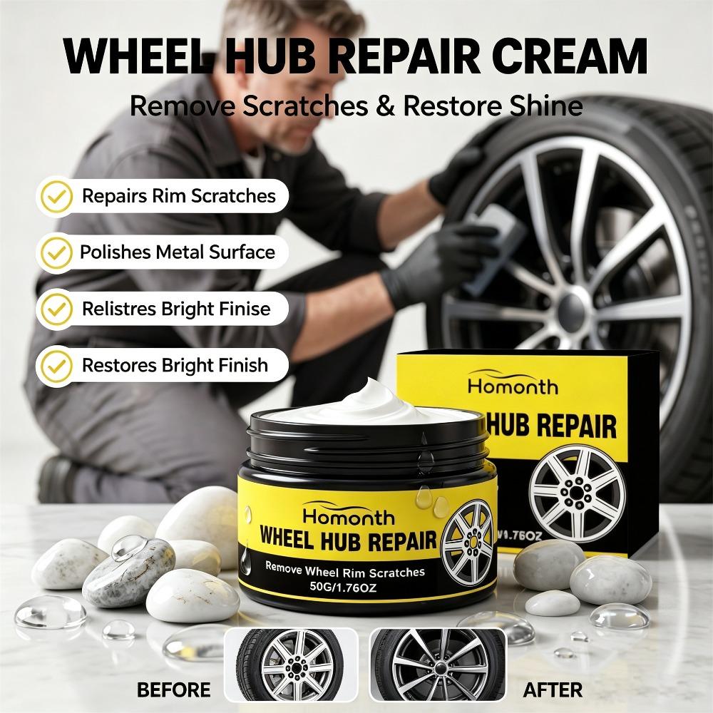 Car Wheel Rim Repair Cream, Alloy Wheel Scratch Repair Paste, Remove Fine Scratches,Oxidation & Stains, Refresh Wheel Hub Finish