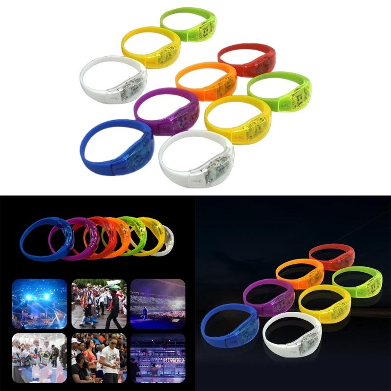 10pcs Voice Activated Sound Control LED Bracelets Flashing Silicone Bangle Christmas New Year Wedding Party Decoration