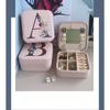 PU Jewelry Box Storage Mirror Box 26 Printed Letter Jewelry Box Portable Jewelry Storage Box Earring Ring Box