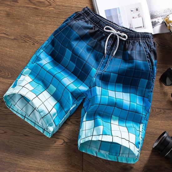 Cool Elastic Waist Deep Crotch Print Breathable Men Swimwear for Adult Trunks