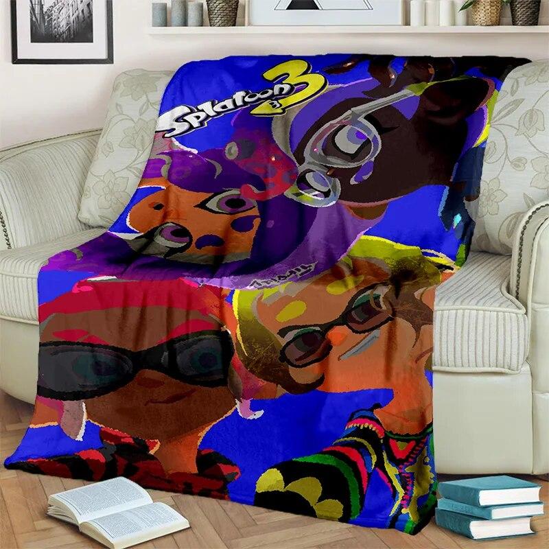 3D Games Splatoon,PC Gamer Cartoon Blanket,Soft Throw Blanket for Home Bedroom Bed Sofa Picnic Travel Office Cover Blanket Kids