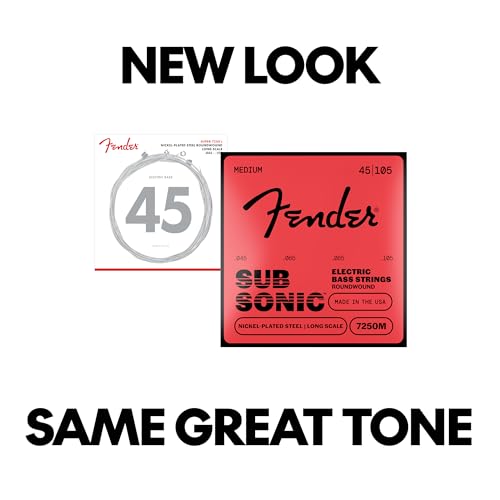 Басовые струны Fender SubSonicTM 7250M, Никелированная сталь, Длинная мензура, Калибры .045-.105, (4)