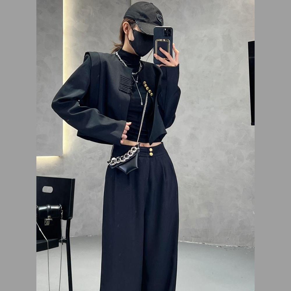 Женский китайский ретро-костюм из двух частей: Куртка с длинным рукавом и брюки с высокой талией от Пана Коу