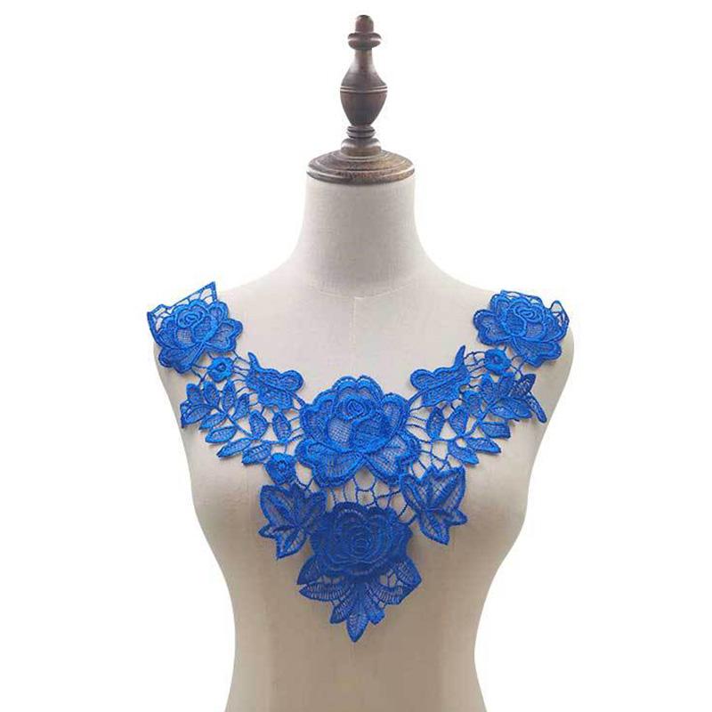 1PC Craft Diy Sewing Fabric Patches 3D Hollow Lace Trim Embroidery Collar Wedding Dress EMA