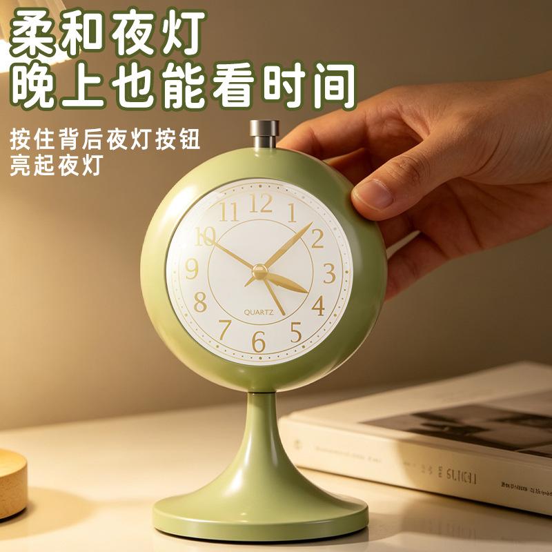 Speaker base, spherical alarm clock for children to get up, simple and creative dormitory desktop alarm, metal bell