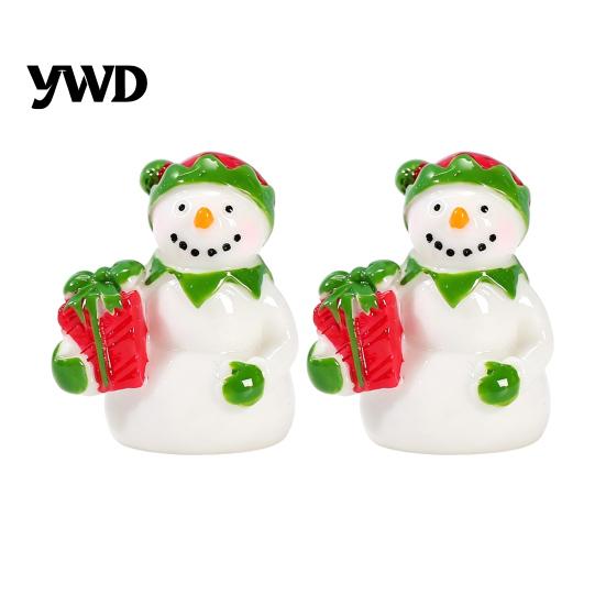 Waterproof Resin Garden Accents 2Pcs Christmas Mini Snowman Figurines, Winter Tiny Decoration, Xmas Micro Tree Decorations Landscape Ornament