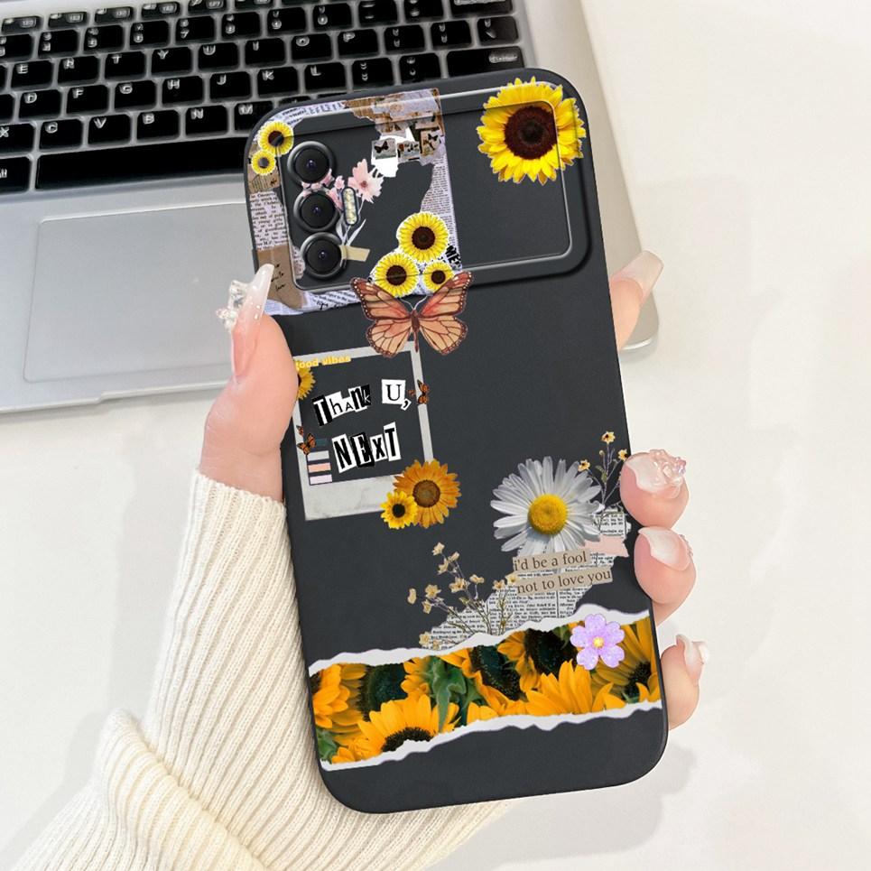 Phone Shell For Tecno Spark 8P Woman Fashion Flower Butterfly Coques For Tecno Spark 9T India Back Covers Soft Liquid Silicone