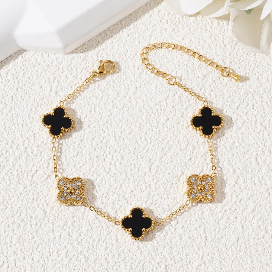 18k High-Grade Titanium Steel Bracelet Premium Feeling Women's Four-Leaf Clover Bracelet Fashion Hand Jewellery