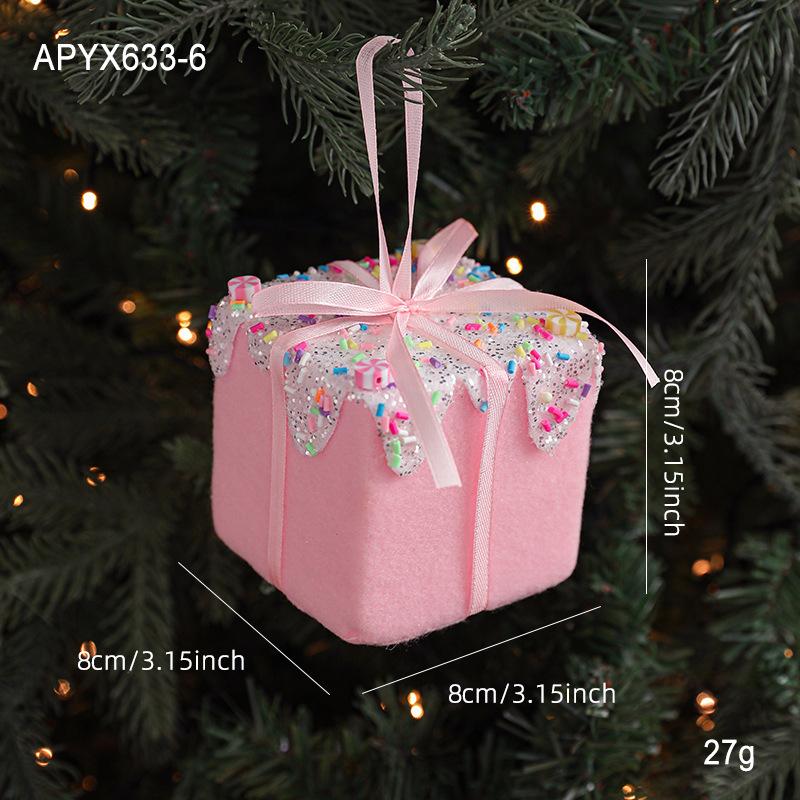 New Christmas Ornaments Cute Pink Cartoon Macaron Foam Candy Christmas Tree Pendant Pendant Props