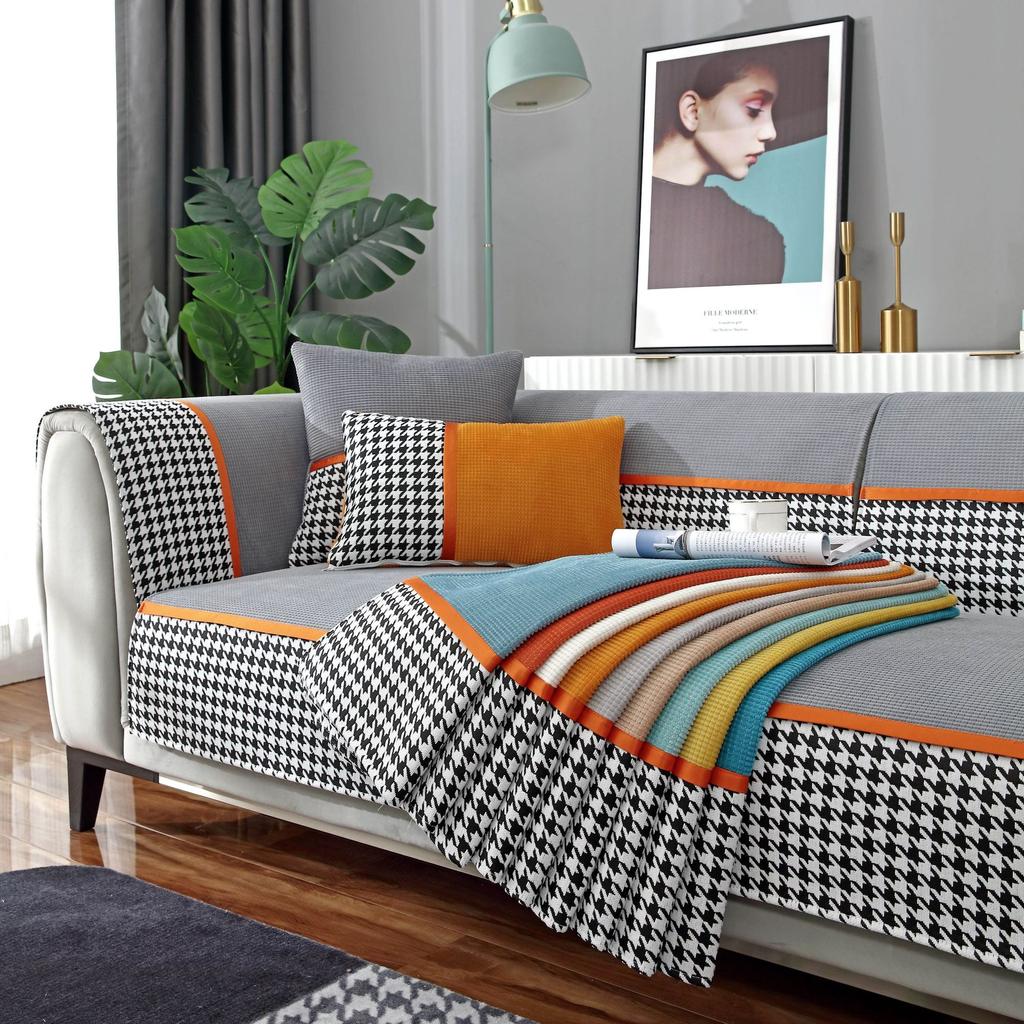 Универсальная подушка для дивана с узором «гусиные лапки» на четыре сезона, современная простая нескользящая подушка для дивана, чехол для полотенец