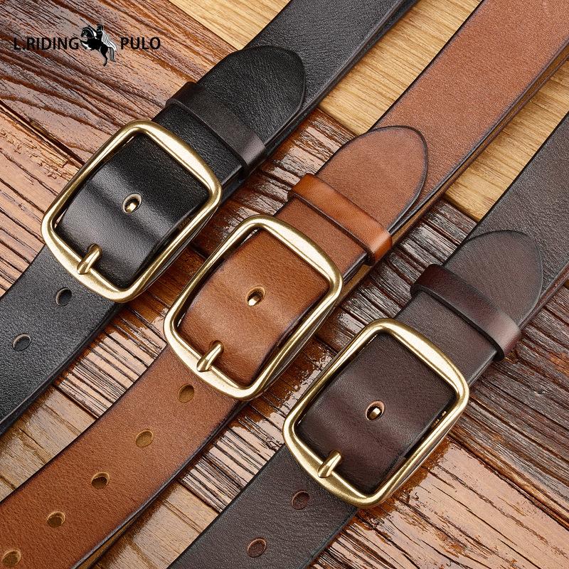 Винтажный ремень из натуральной коровьей кожи Универсальный ремень Повседневный Британский Ремень для среднего возраста и молодых