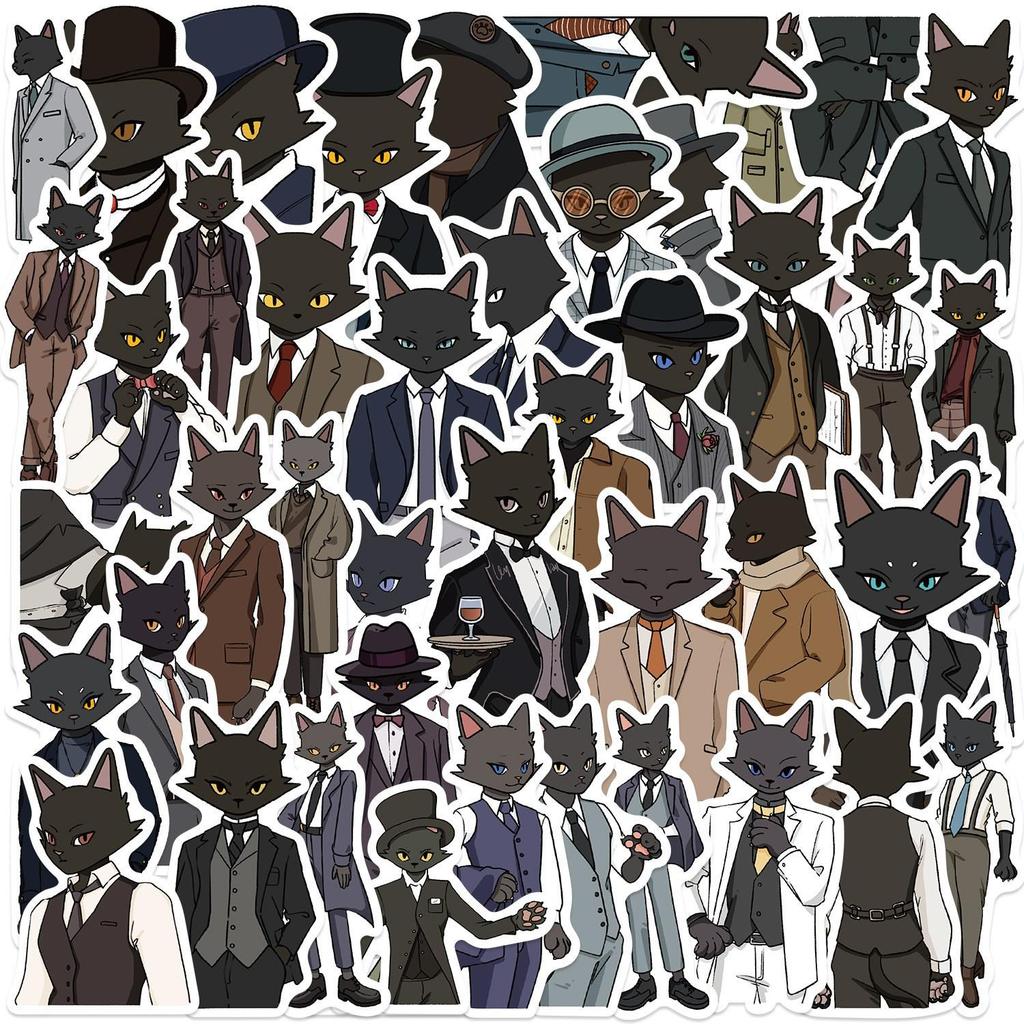 Cute Cat Cartoon Graffiti Stickers: Waterproof DIY Decorations for Notebooks & Suitcases