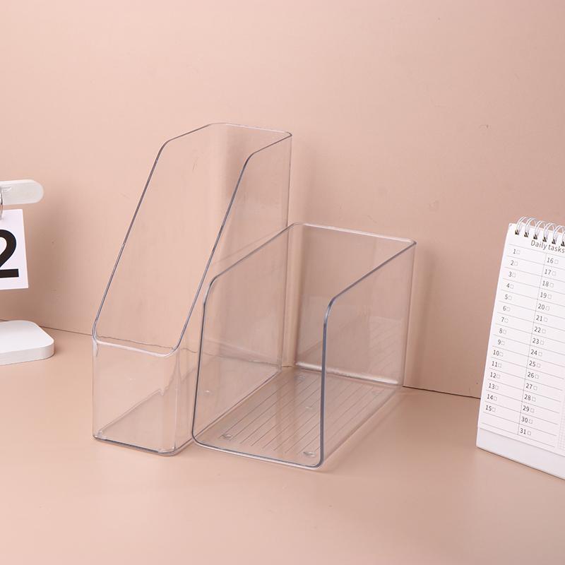 1pc Transparent Acrylic Bookends Stand Bookshelf Desktop Decorative Storage Rack Bookend Book Holder Organizer School Stationery