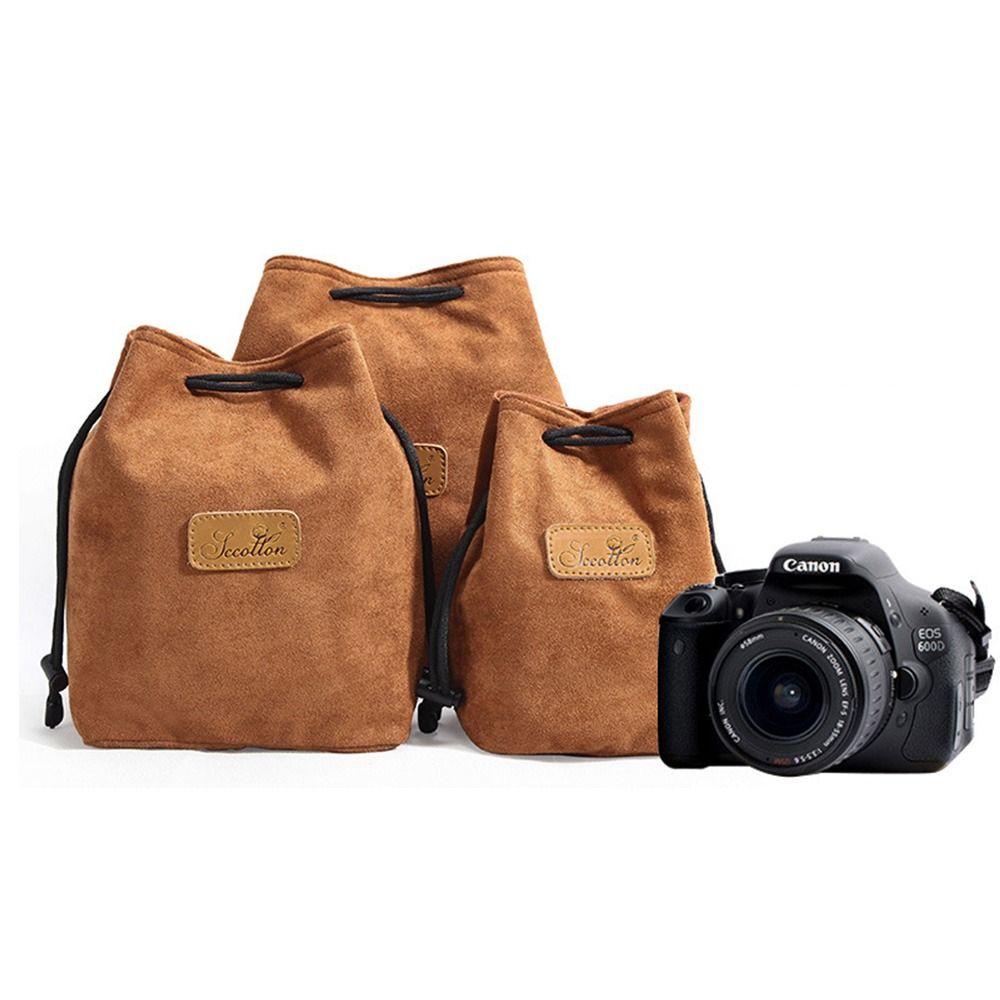 Portable Camera Storage Bag Soft Lens Protective Case Vintage Lens Pouch for Canon/Nikon Camera