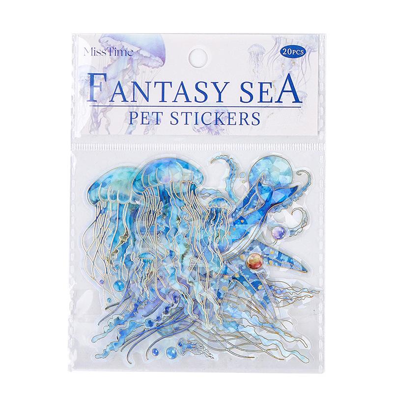 20sheets/1lot kawaii Stationery Sticker Fantasy Ocean junk journal Decorative Scrapbooking DIY Craft Sticker