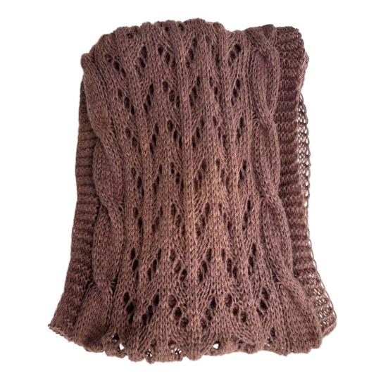 Knitted Cable Wrap with Sleeves Solid Color Hollow Twist Crochet Pattern Women Shawl Scarf
