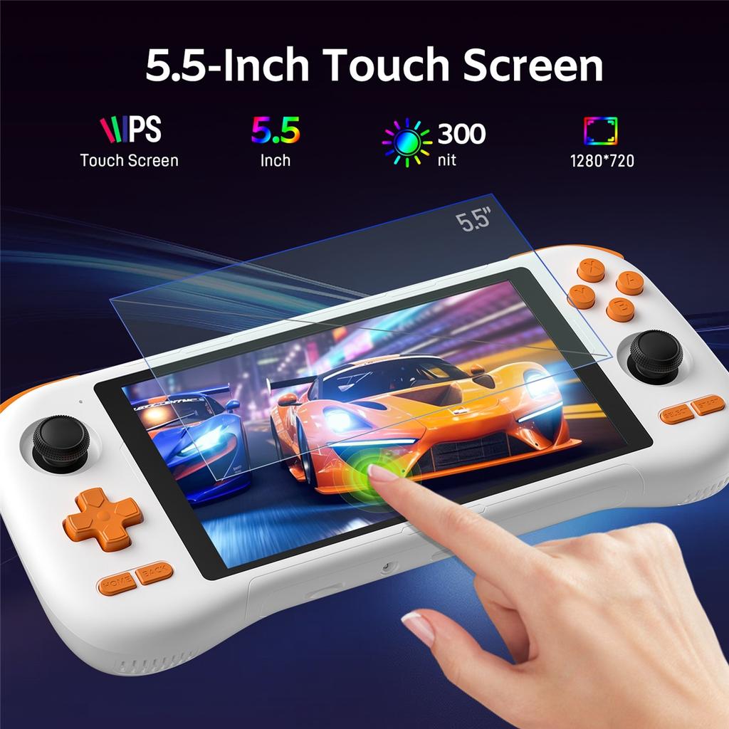 Портативная ретро игровая консоль K56, 5000 мАч, Android 14, для PS1/PSP/DC/SS, 5.5'' сенсорный экран, 50 эмуляторов