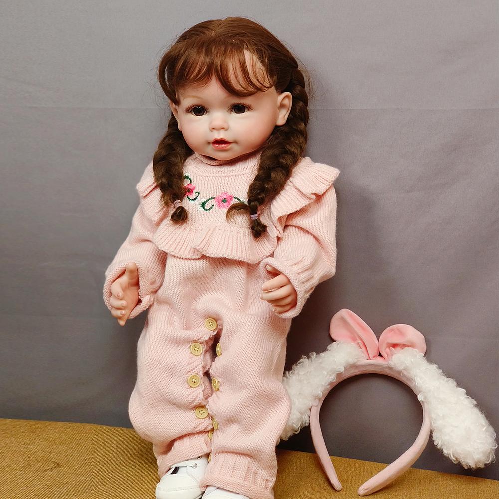 55cm Full Body Silicone Waterproof Reborn Doll Realistic Newborn Toddler Princess Baby Dolls For Girl Gift