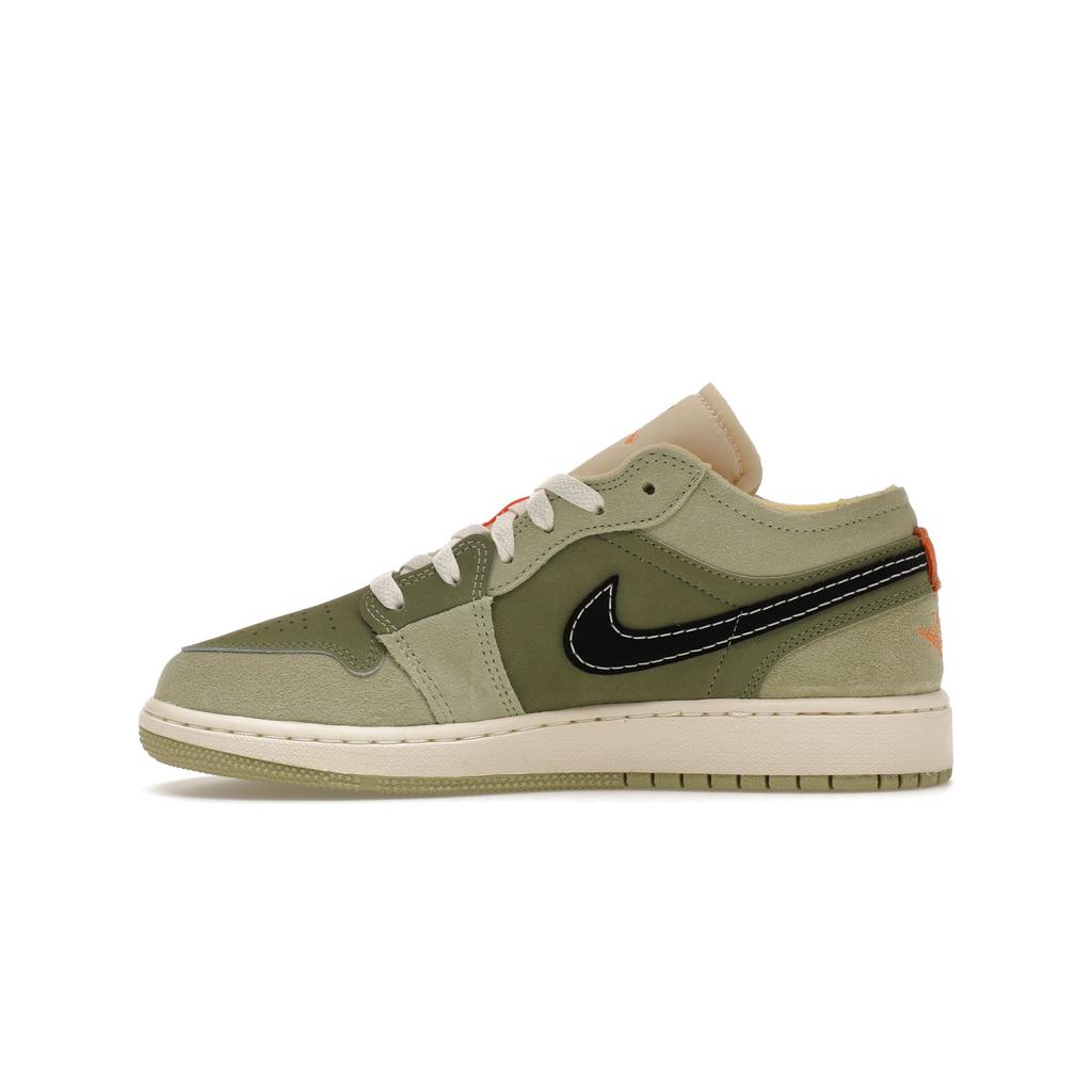 Детские кроссовки Air Jordan 1 Low SE Craft GS Sky J Light Olive Green Celadon Bright-Mandarin FD9092-300