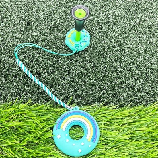 Golf Tee Holder Plastic Anti Lost Golf Tee Hanger Cartoon Donut Golf Tee Ring with Strap Golf Accessories for Men Women Golfer Gifts