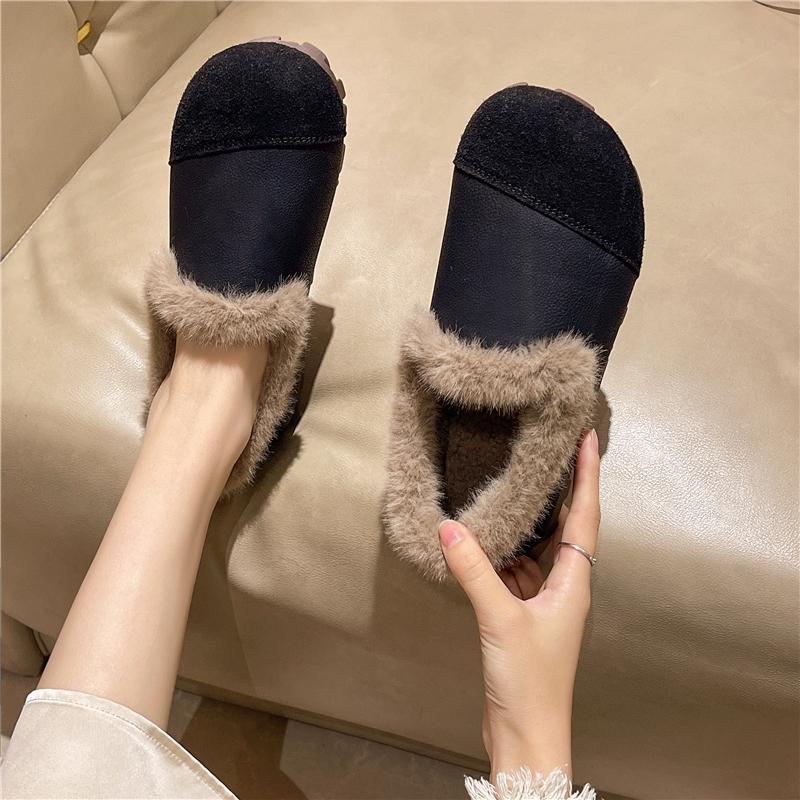 Fashion Aphixta Soft Furry Loafers Flat With Women Shoes Black Casual Round Toe Flats Woman Classic Shoe Autumn Winter Loafers