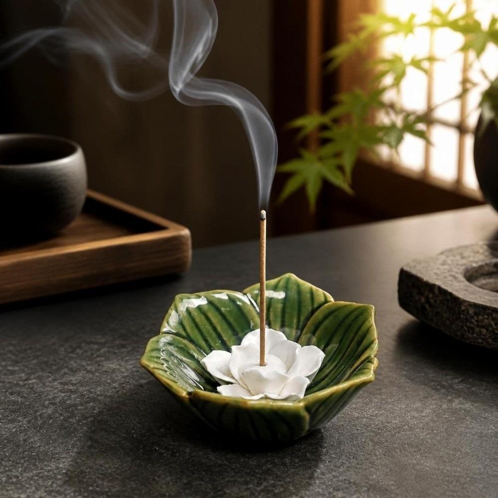 Ceramic Incense Burner Flower Design Incense Burning Tray Incense Stick Holder Home Decor