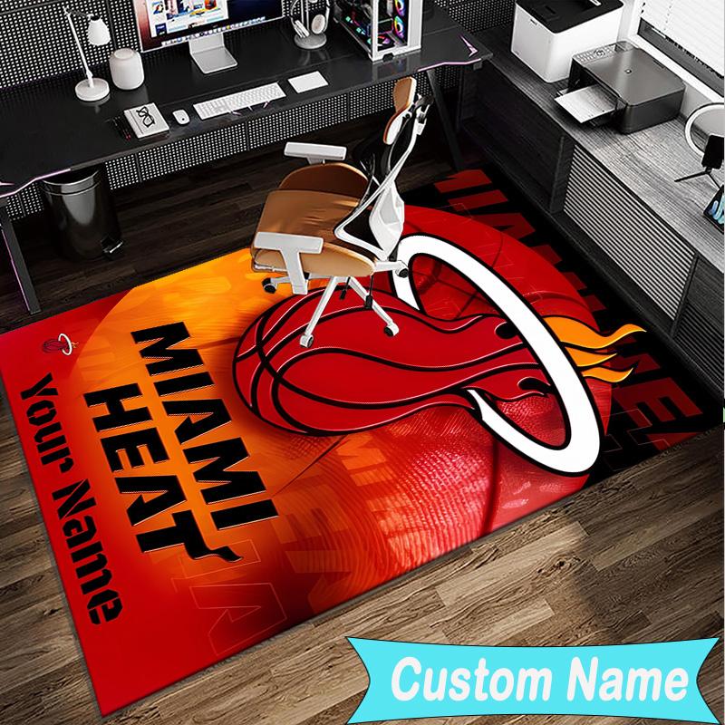 Custom Name Rug Heat Miami Team Spirit Area Rug Suitable for Indoor And Outdoor,Carpets for Homes, Offices,Living Rooms,Home Decor,Christmas Gift
