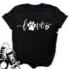 Womens Black Dog Claw Printed Tshirt Leopard Love Printed Christmas Reindeer Design Short Sleeve Casual Holiday Tshirt