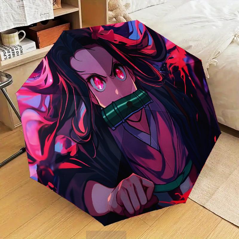 Anime Slayer Characters Automatic Folding Umbrella - 8-Rib Travel Umbrella with Auto Open/Close & Portable Gifts for holidays or birthdays