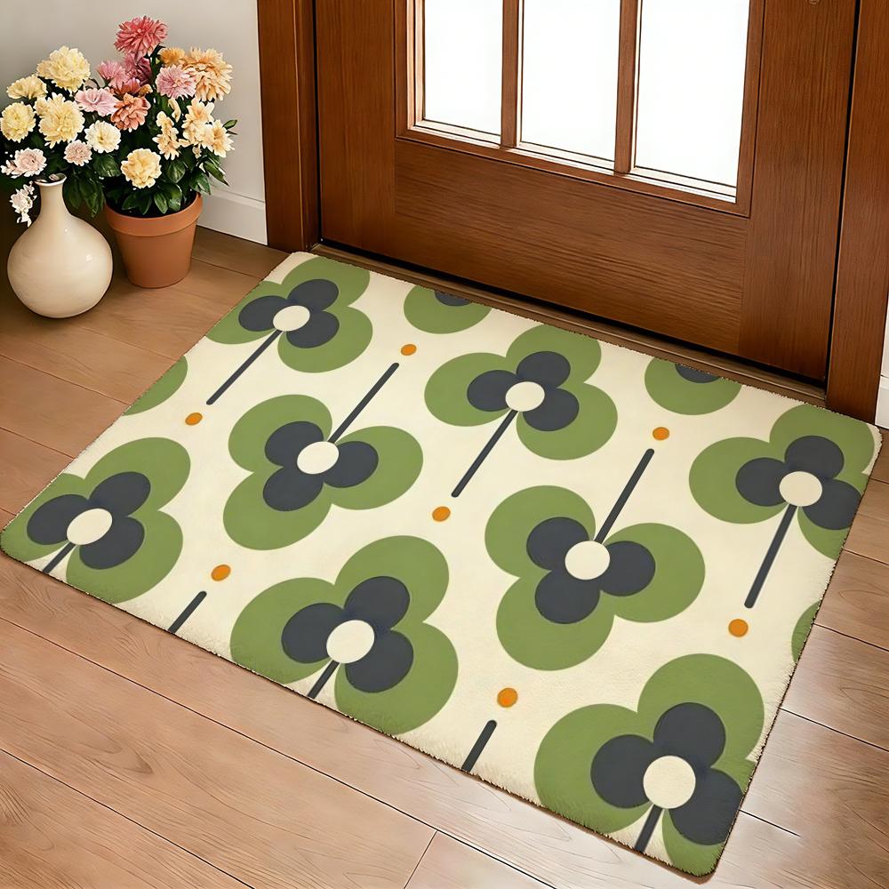 O-Orla Kiely Flower Floor Mat Cozy Flannel Soft Thick Non-Slip Mat For Living Room Bedroom Kitchen Decor Rugs