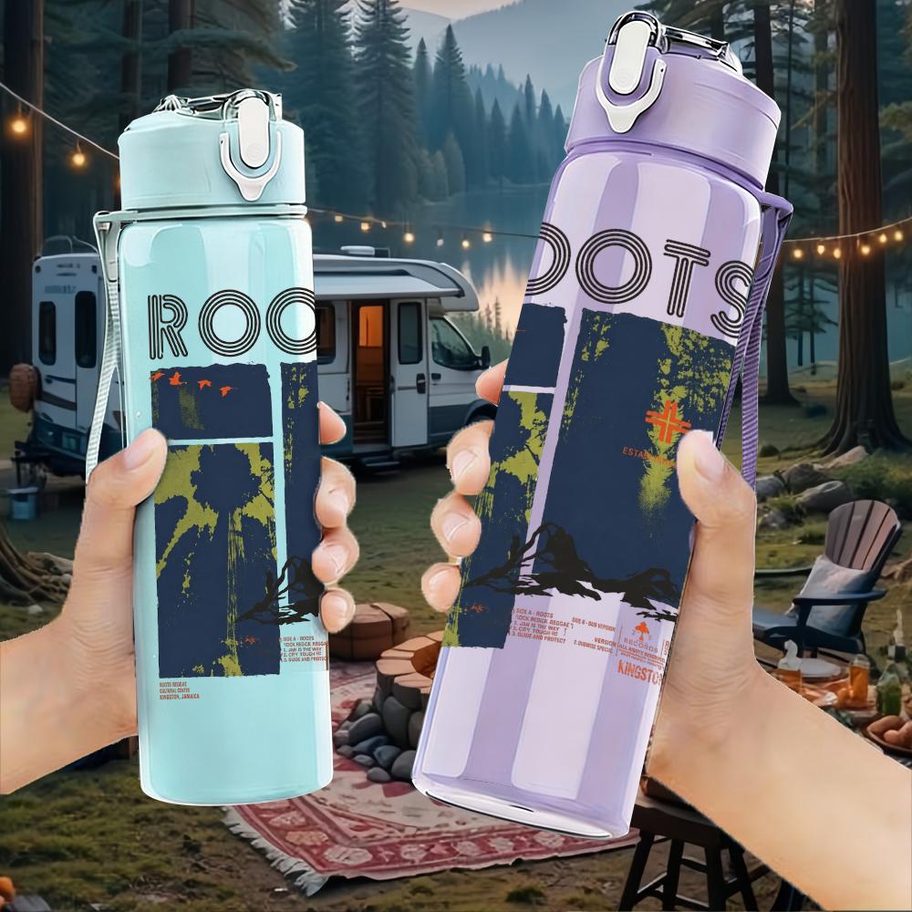 1PC Roots Reggae Band Retro Block Text Print 750ml Portable Sports Water Bottle Leakproof Gym Outdoor Travel Drink Cup