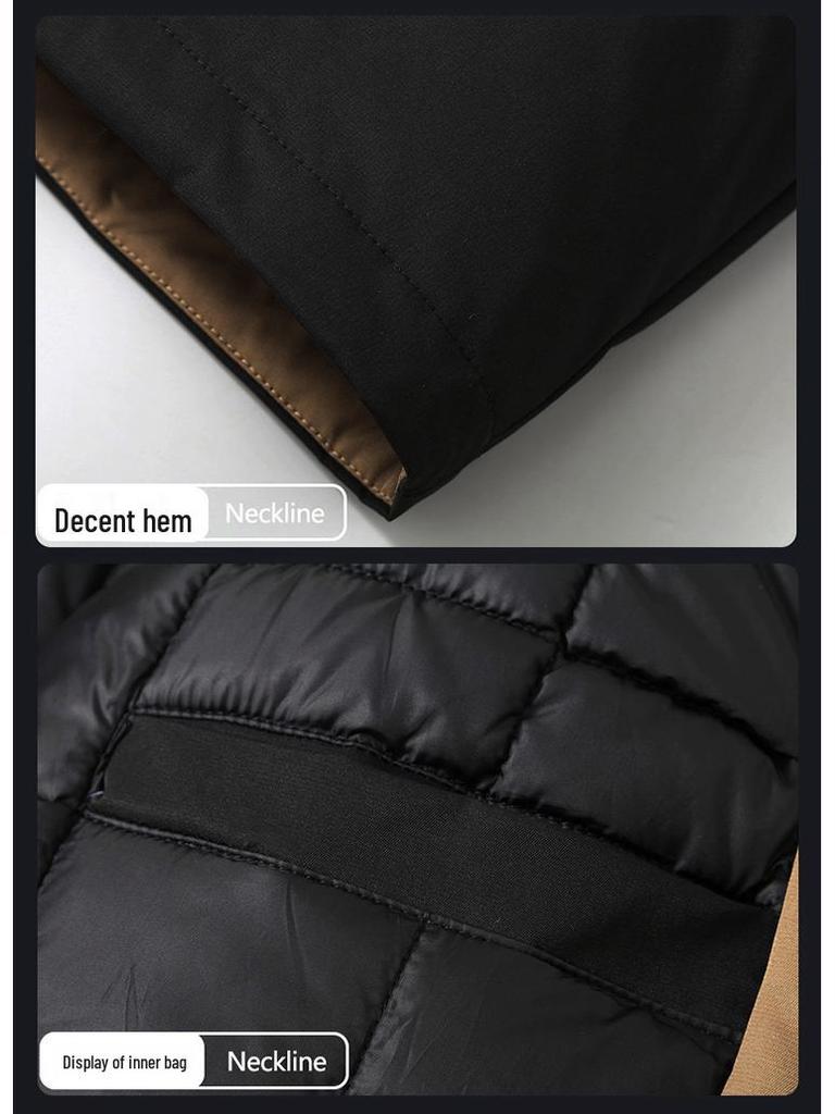 Мужская хлопковая куртка большого размера средней длины со съемным капюшоном, ветрозащитная, пэчворк, корейский стиль.