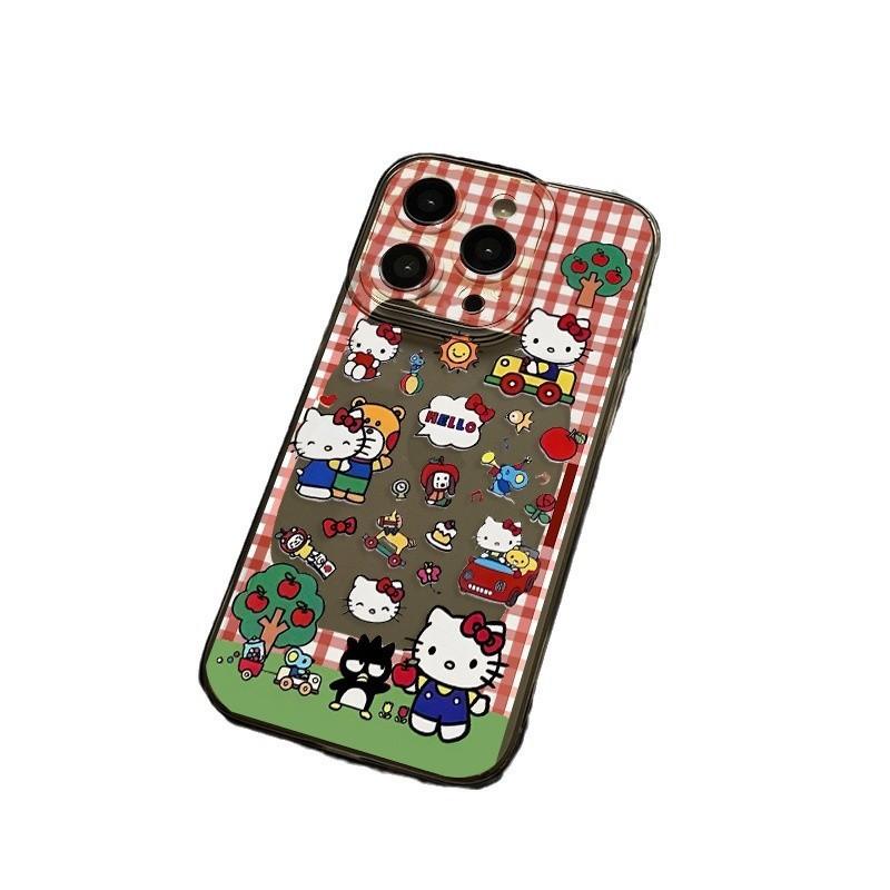 Подходит для Apple 11 Чехол для мобильного телефона Hello Kitty 11 Красная клетка 11pro Мультяшный Мягкий чехол Xiaomi HelloKitty
