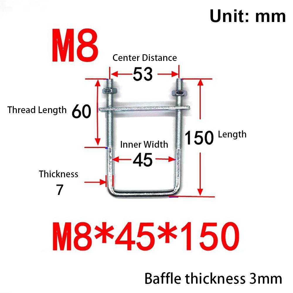 1 шт. с перегородкой U-образный хомут Оцинкованная углеродистая сталь Q235 Квадратный болт для квадратной трубы
