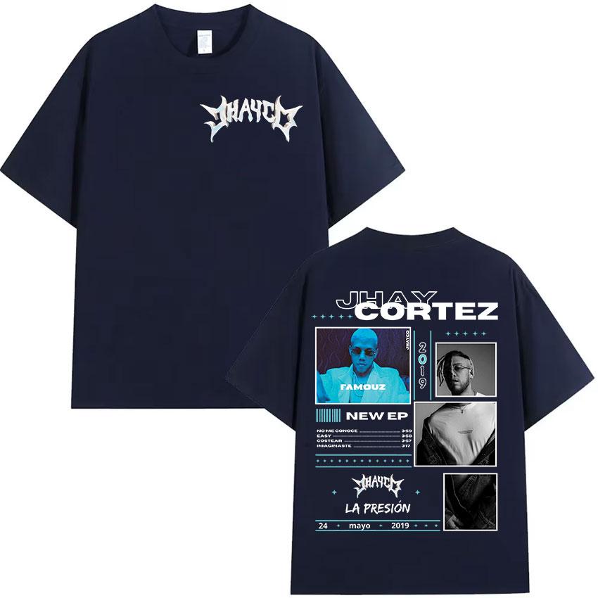 2025 Summer Rapper JHAY CORTEZ LA PRESION New Album Mens Hip Hop Fashion 100 Pure Cotton Printed Tshirt Retro Street Clothing