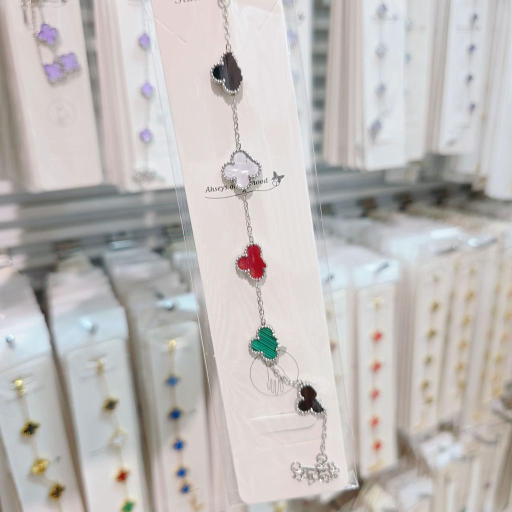 Двусторонний браслет «Пятицветник», «Четырехлистный клевер», титановая сталь, не выцветает, легкая роскошь, ювелирное изделие высокого класса