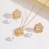 Pearl Necklace Women'S High-End Light Luxury Inlaid Zircon Earrings Necklace Set Jewelry