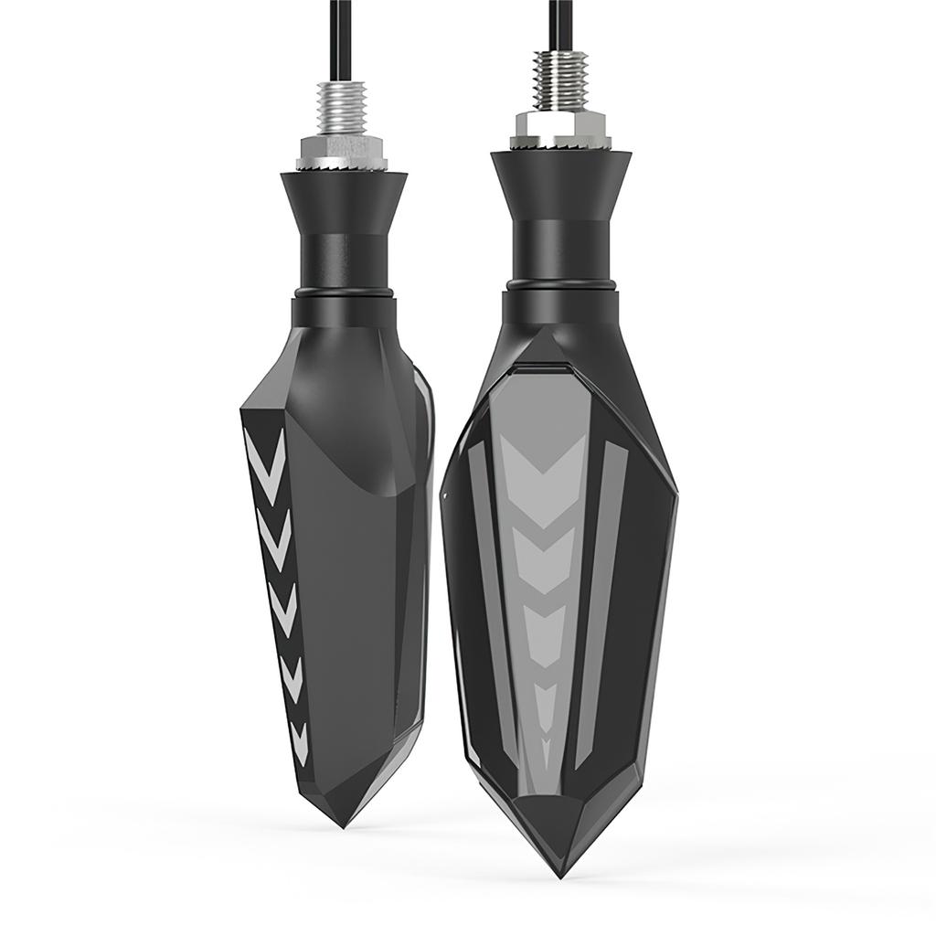 Double Side Flowing Turn Signal Motorcycle LED Turn Signal Flasher Light Built-in Relay Flashing Blinker Universal M10 Bolt IP65