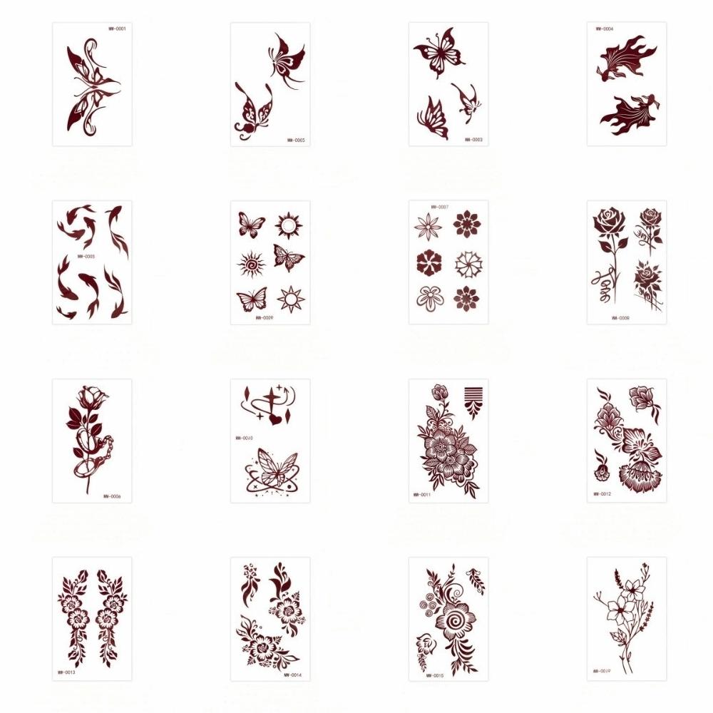 Lace Fake Tattoo Temporary Tattoo Legs Arm Body Art Sticker Red Henna Tattoo Decals Women/Lady
