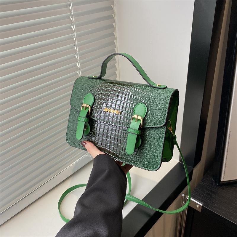Новая летняя текстура с крокодиловым узором, персонализированная повседневная простая ретро-сумка через плечо, маленькая квадратная сумка для женщин