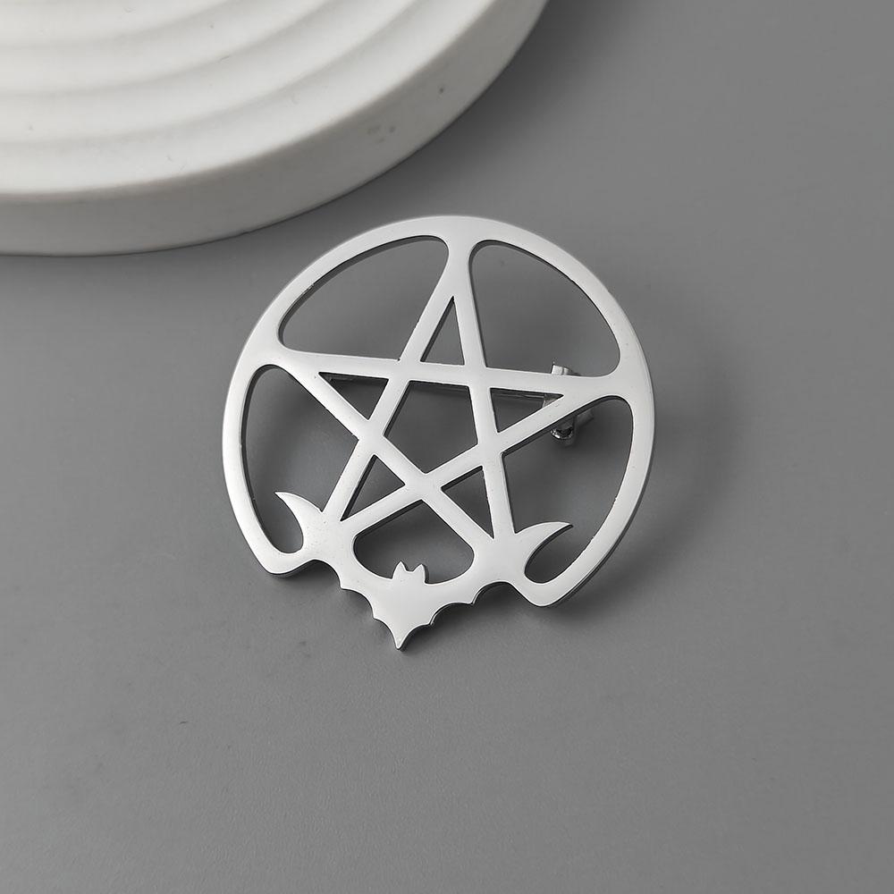 Pentagram series stainless steel brooch, symbolizing the positive energy of warding off evil, symbol of cultural lapel jewelry.