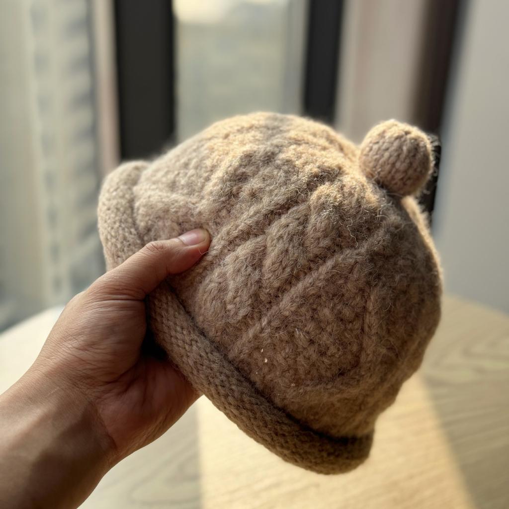 Новая милая маленькая нишевая тонкая шерстяная шапка-пушок для женщин на осень и зиму, теплая вязаная шапка-бини, универсальная