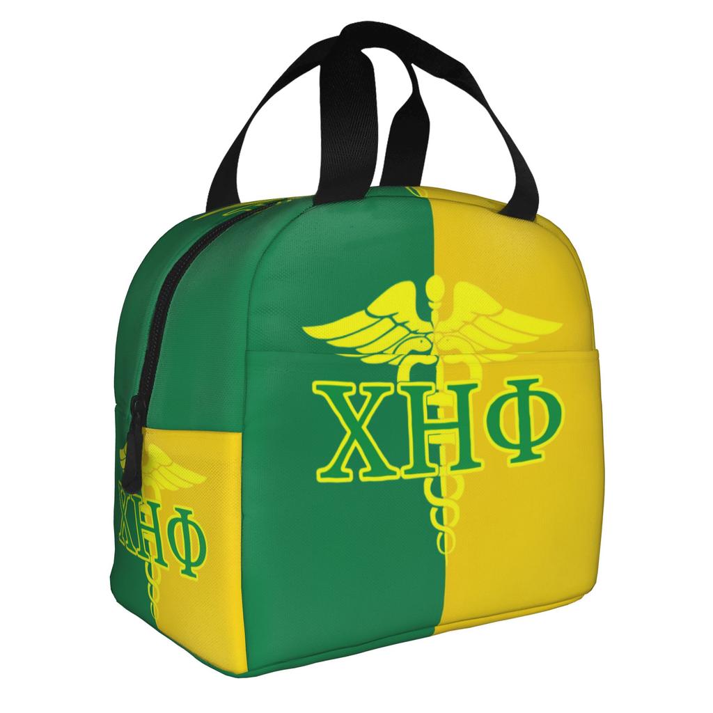 CHI ETA PHI Sorority Nurse 1932 Insulated Lunch Bags for Green and Yellow Resuable Cooler Thermal Bento Box Work School Travel