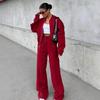 Women's Casual 2-Piece Set American Style Hoodie Jacket and Jogger Pants Streetwear Sportswear