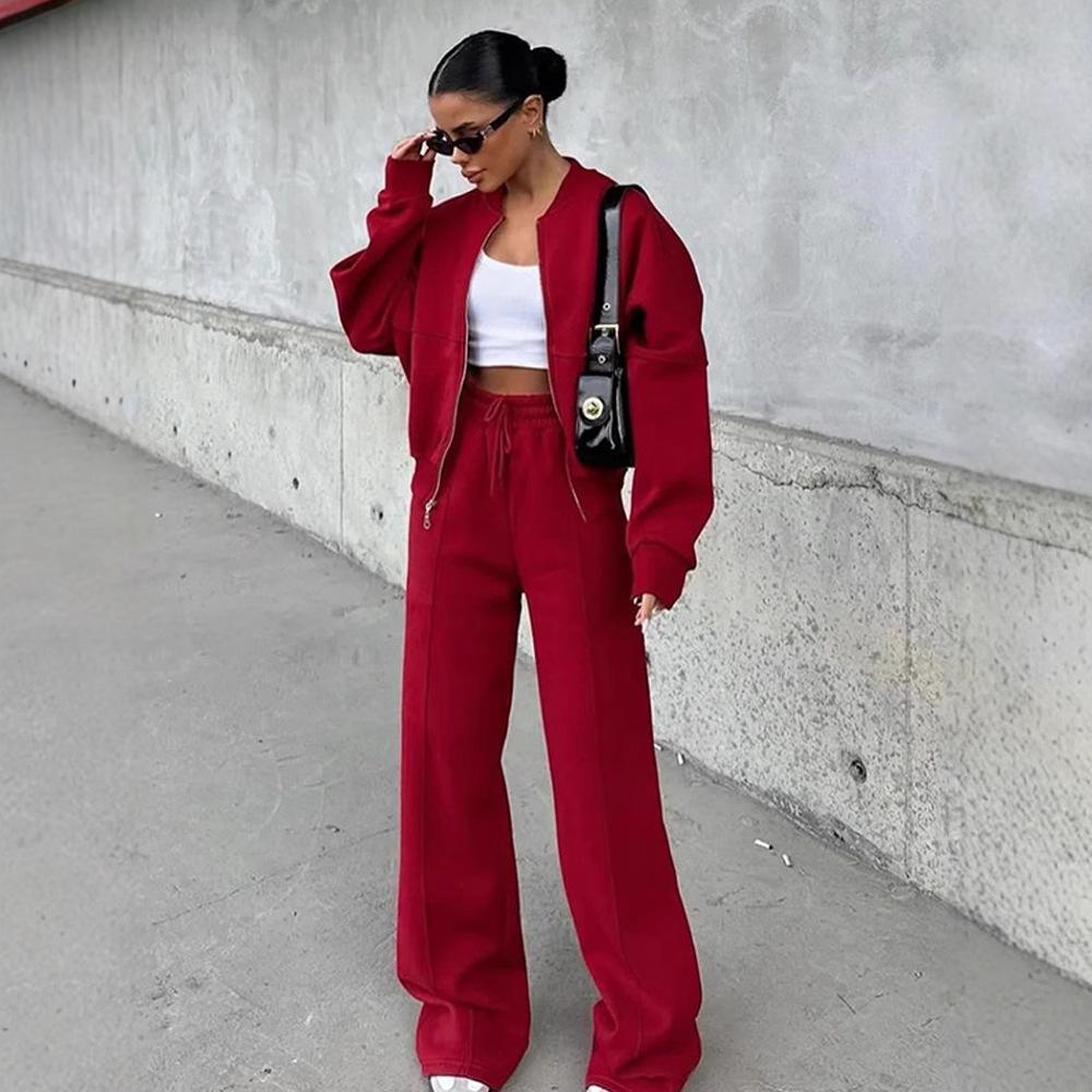 Women's Casual 2-Piece Set American Style Hoodie Jacket and Jogger Pants Streetwear Sportswear