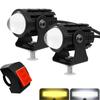 ROOOCYY Motorcycle LED Fog Lights Universal 24V White Yellow Switch Switch Set of 2