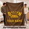 Boston Bruins Personalized Flannel Blanket Custom Name Text Soft Throw Blanket Home Decor