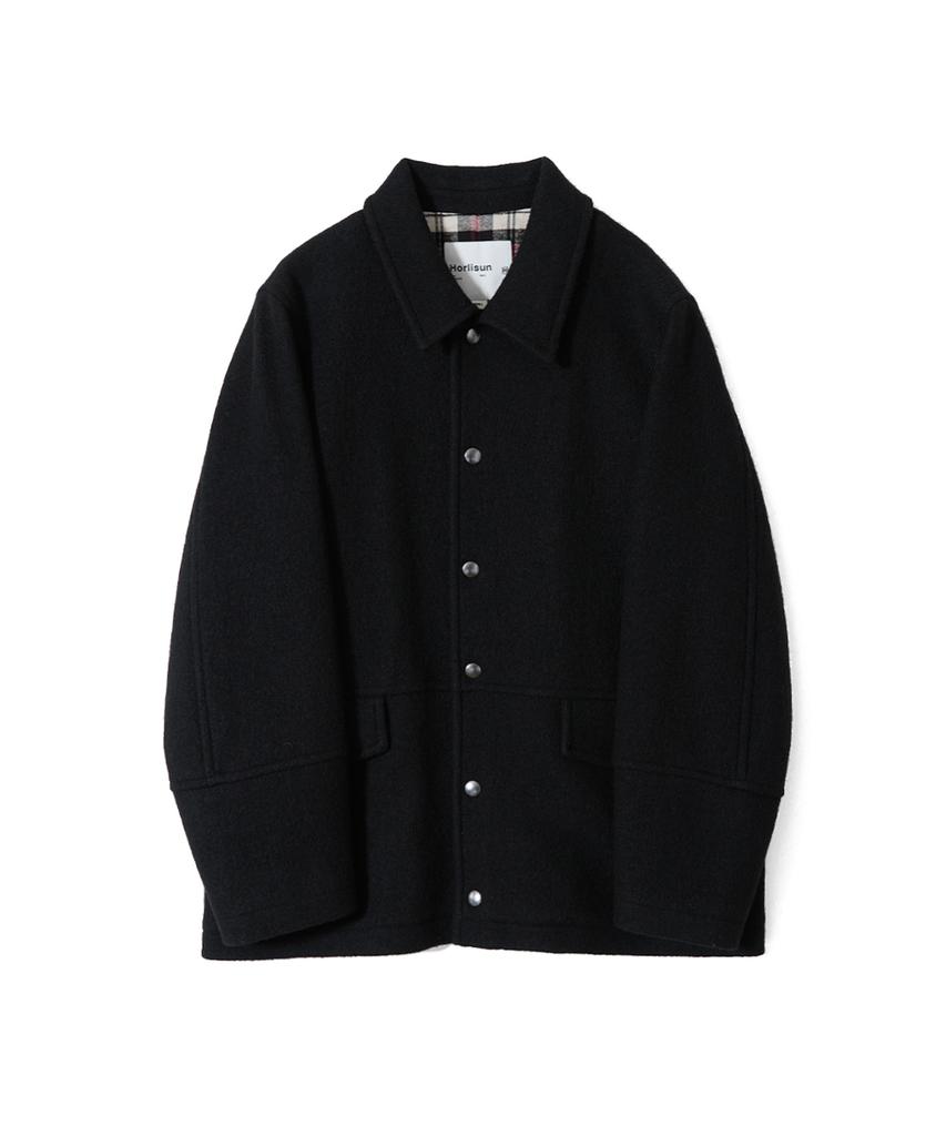 HORLISUN Idaho Snap Button Wool Half Coat Black