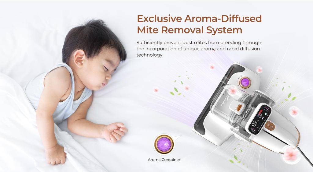 JIGOO T600 Пылесос для матраса-кровати с двойной чашкой - удаление пылевых клещей на 99,99% с системой диффузии аромата