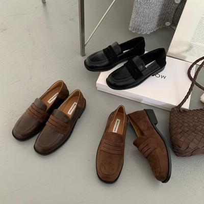 2025 весна и лето новая ретро одинарная обувь круглый носок плоская подошва лоферы на одном педале ленивая обувь подошва из говяжьей кожи женская обувь